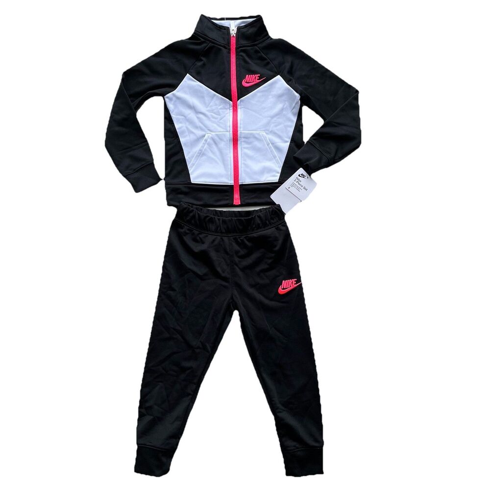 Nike Futura Tricot Tracksuit 2PC Set Jacket/Pants Black Girls Size 4 XS 3-4YRS